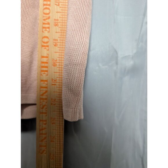 Linda Allard Ellen Tracy Womens 100% Silk Pink V-Neck Ribbed Knit Sweater Top M - Picture 6 of 6